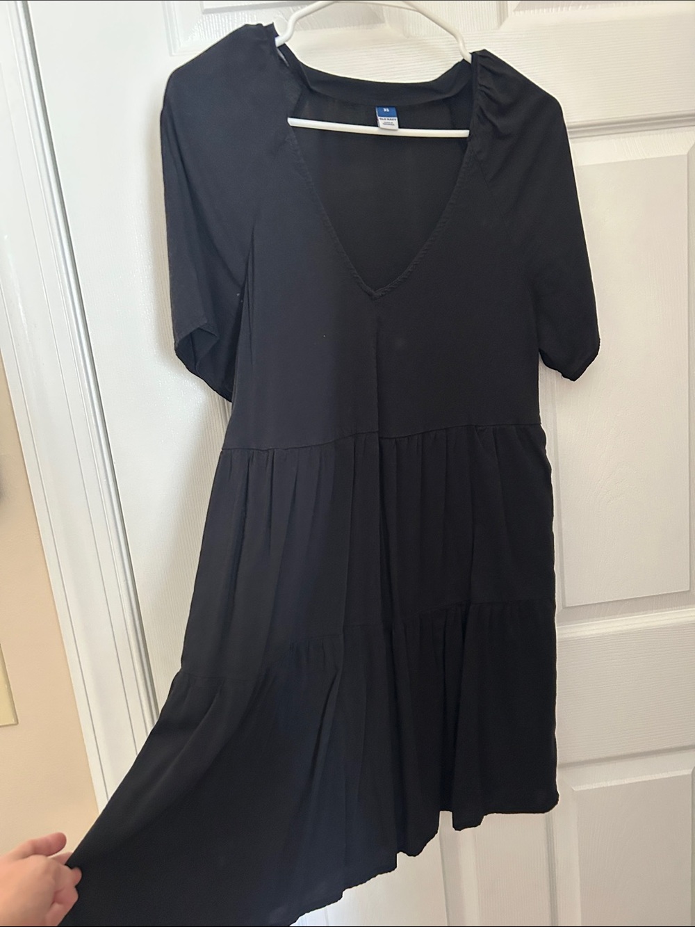 Old Navy Black V-Neck Tiered Midi Dress